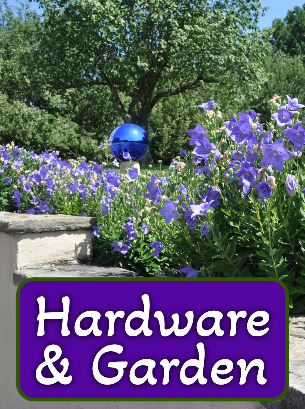 Garden at a residence with text that reads 